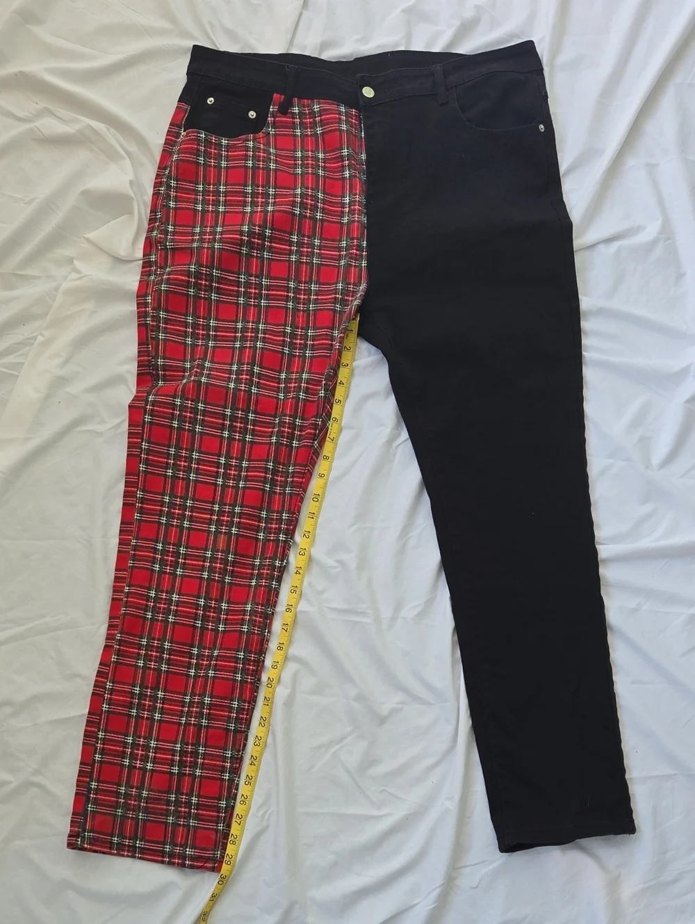 Men's Two Tone Jeans, Each Leg A Different Color Front&Back, Cool Funky Pants - Picture 4 of 6